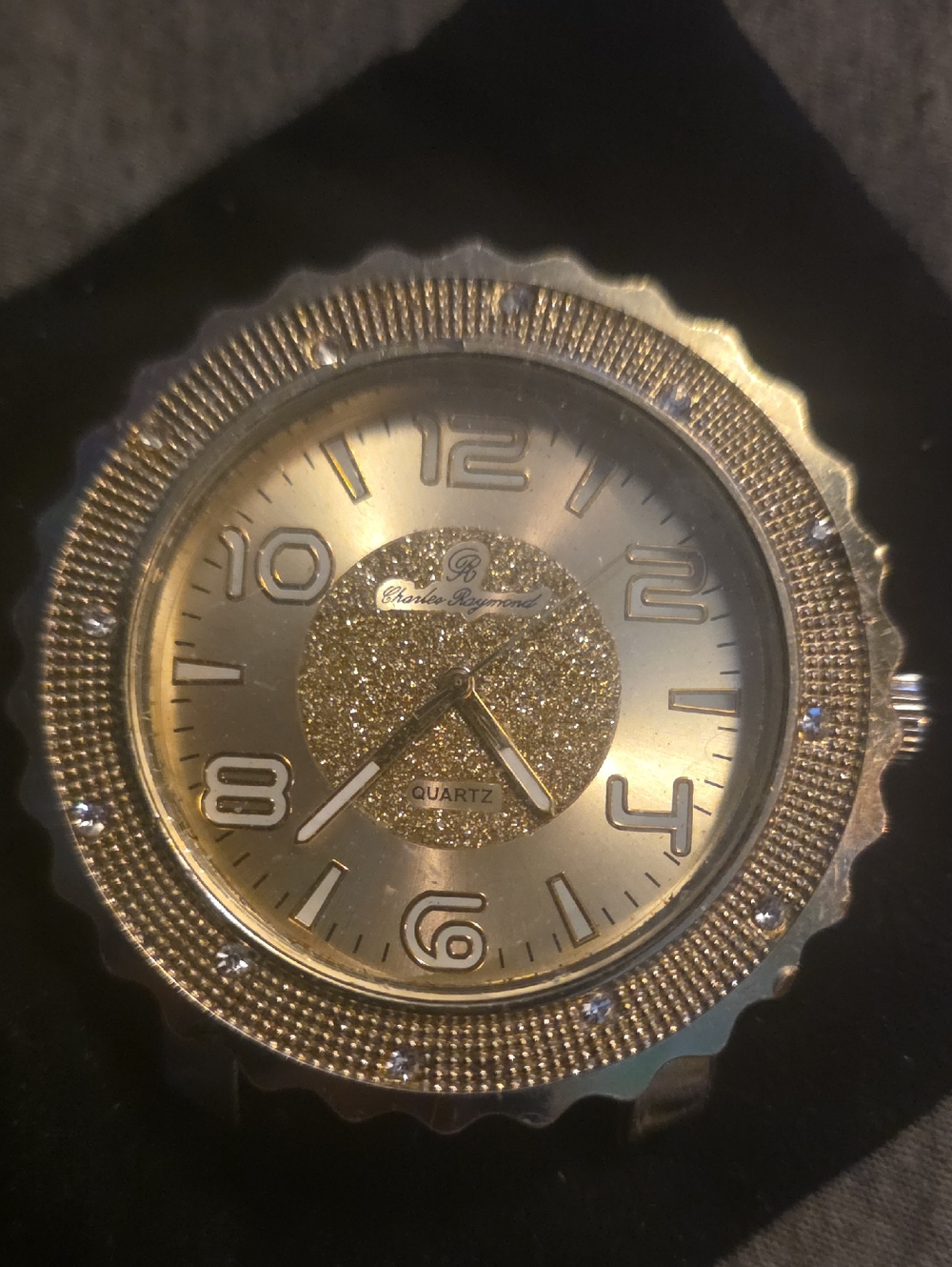 Gold Men’s R Charles Raymond Quartz Watch with Glitter Dial